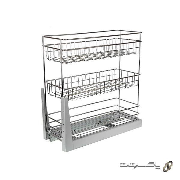 سبد جابطری و حبوبات کف ریل 3 طبقه مکس استیل
