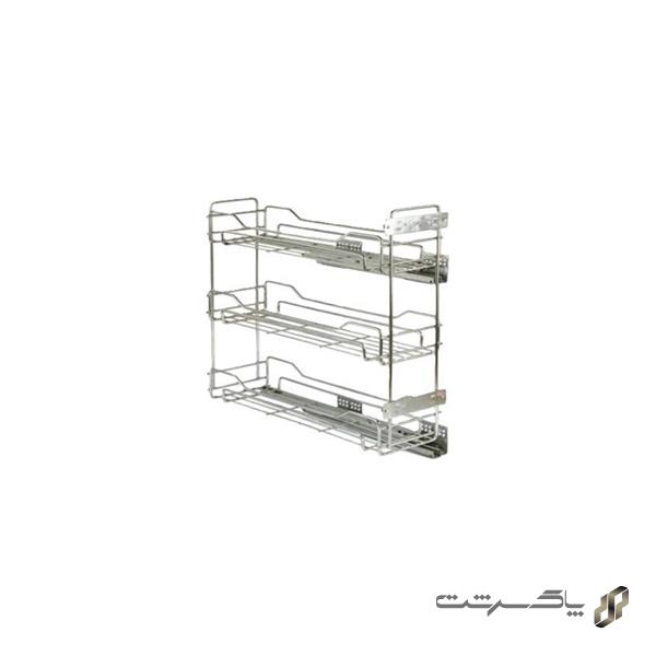 سبد جابطری و حبوبات ریل بغل ایتالیایی 3 طبقه مکس استیل