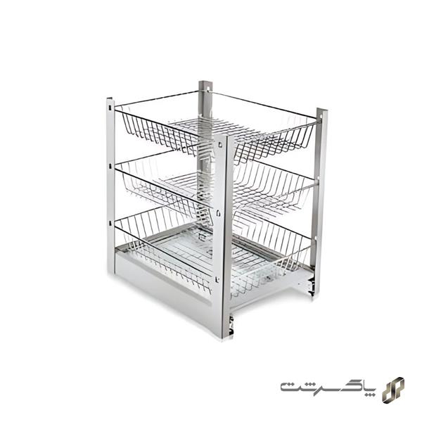سبد سیب زمینی و پیاز ریل کف 3 طبقه مکس استیل