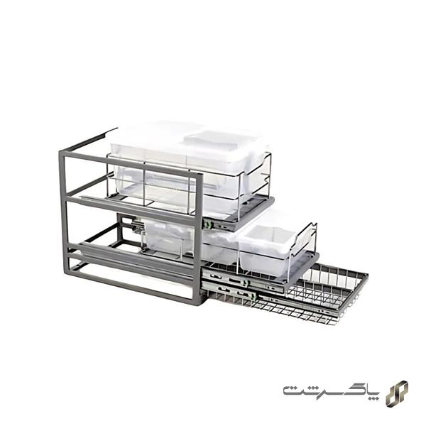 سبد جابرنجی و حبوبات ریل کف 3 طبقه  مکس استیل
