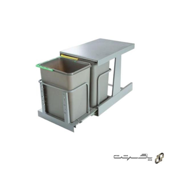 سطل زباله ریلی دو مخزن متوسط ریل کف تاندم مکس استیل FDT218