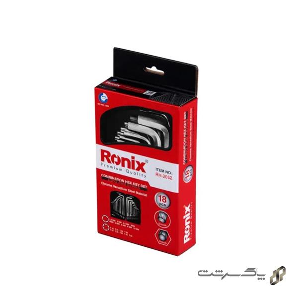 مجموعه 18 عددی آچار آلن بلند ترکیبی رونیکس RH-2052