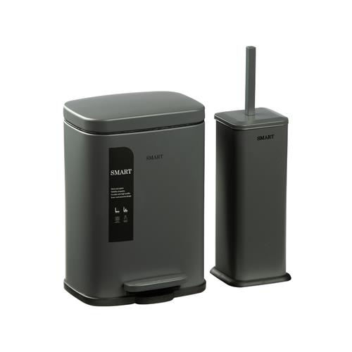 سطل و برس توالت دورا S6843-Mattgrey-05L برند اسمارت